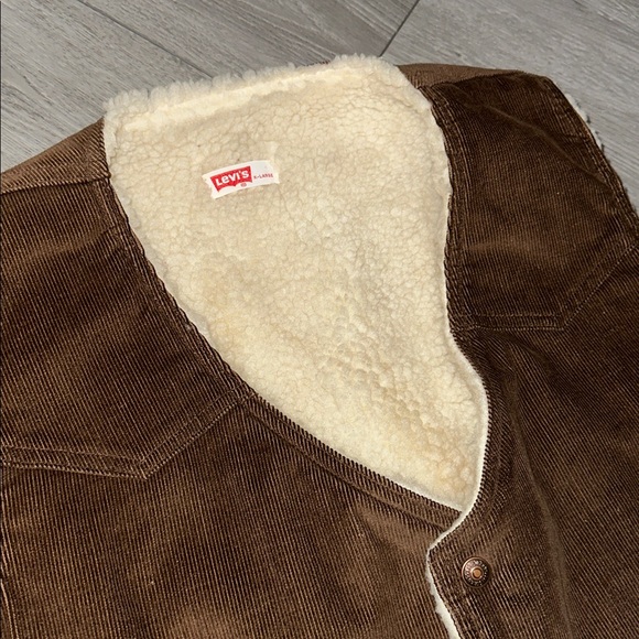 Vintage Levis Brown Corduroy Sherpa Vest Mens Large Snap On  size X-large - Picture 5 of 17